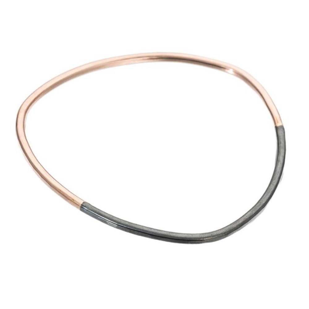 Two-tone rose gold/black bangle (size M fits most)